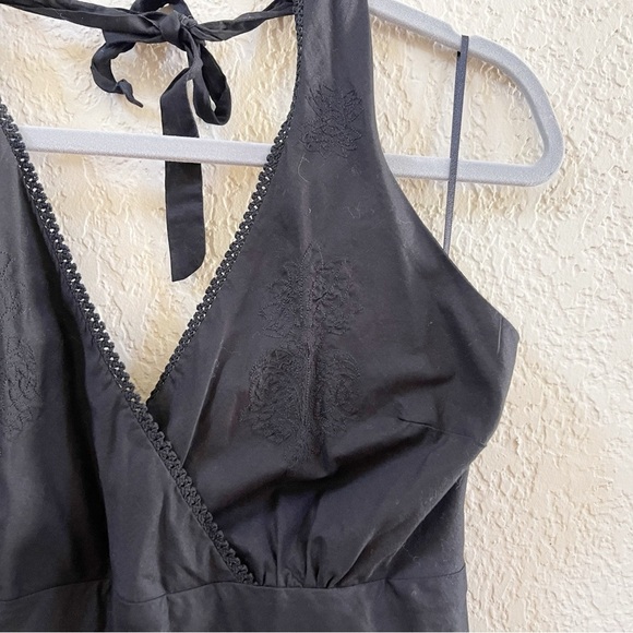 J. Crew Dress Halter Midi Embroidered Casual Classic Chic Minimal Black MWT 6 - Picture 5 of 10